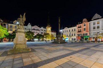 Central square of Ostrava in the night.
