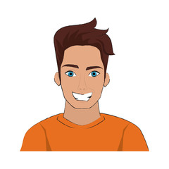 man smiling handsome young portrait icon image vector illustration design