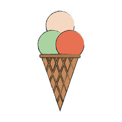 ice cream cone with three scoops icon image vector illustration design