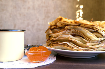 pancakes on a white plate