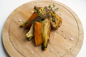 Organic roasted bulbs of fennel