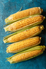 Fresh raw corn cobs