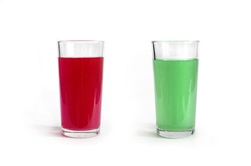 Glasses with colored water