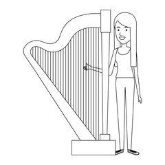 woman playing harp character