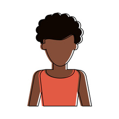 woman with short curly hair dark skin avatar portrait icon image vector illustration design 