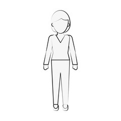 woman avatar full body icon image vector illustration design  black sketch line