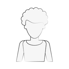 woman with short curly hair avatar portrait icon image vector illustration design  black sketch line