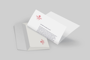 Envelope and Letterhead Mock Up with logo. Brand Identity Mockup. Blank Presentation Design Template, Isolated on grey background.