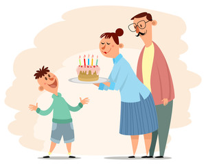 Parents congratulate son's birthday