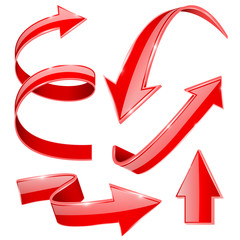 Red arrows. Set of red shiny signs