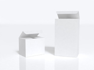 white paper box mock up blank box 3d rendering white background