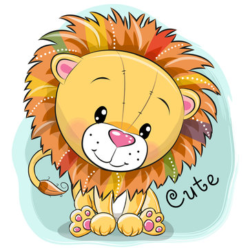 Cartoon Lion on a blue background