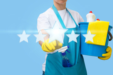 Worker clicks on the star.