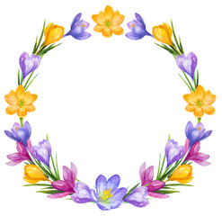 Watercolor hand painted wreath on white background
