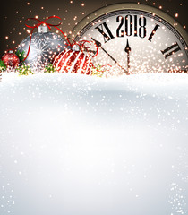2018 New Year background with clock.