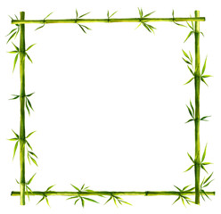 Fototapeta na wymiar bamboo frame made of stems watercolor