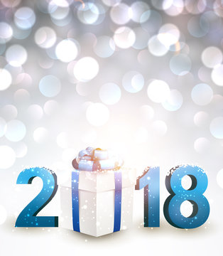2018 New Year background with gift.