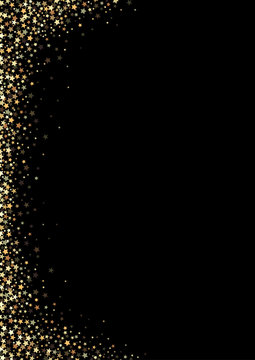 Black Background with Gold Stars Sparklers - Glittering Illustration, Vector