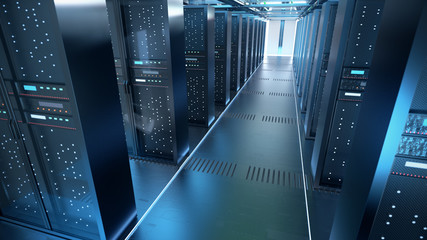 Server room or server computers.3d rendering.