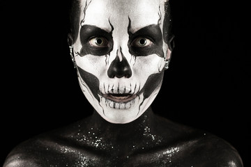 Pretty girl with skeleton tattoo