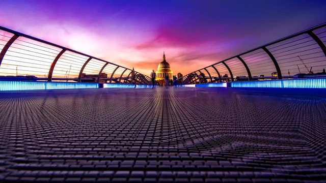 Cinemagraph of moving bridge moving away from the the Capitol at Washington DC at sunset
