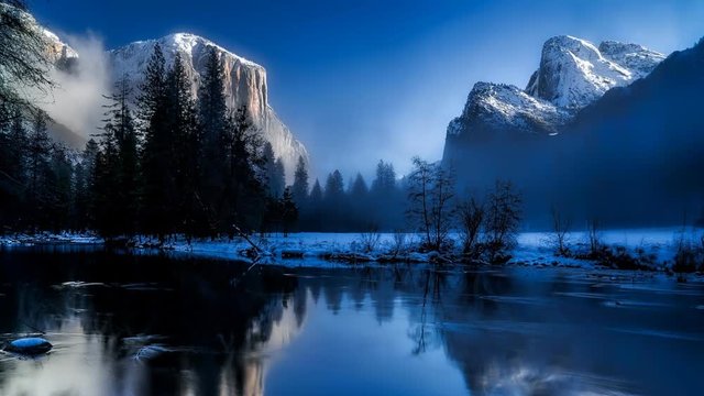 Yosemite National Park cinemagraph in winter scene