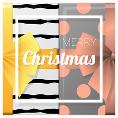 Merry Christmas and Happy New Year greeting card with gift boxes background , vector , illustration