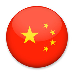 Flag of China in the form of a round button with a light glare and a shadow. The symbol of Independence Day, a souvenir, a button for switching the language on the site, an icon.