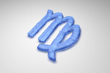 Ice astrological sign Virgo, 3d illustration