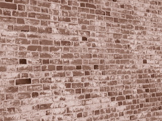 Grunge brown brick wall with white paint with perspective        