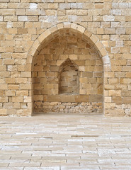 Stone wall with embedded niche, Exterior wall at the corridors surrounding Alexandria castle