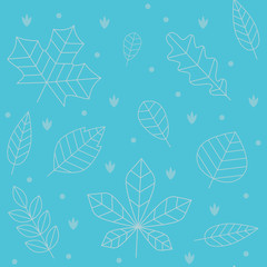 Autumn background with falling leaves in flat style. Seamless