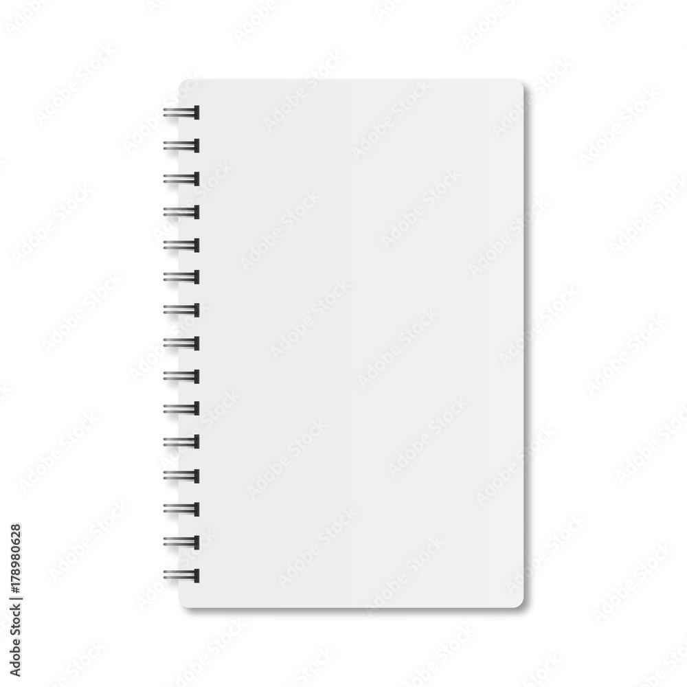 Aufkleber notebook with spiral and shadow on a white background