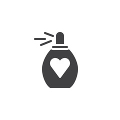 Perfume with heart icon vector, filled flat sign, solid pictogram isolated on white. Symbol, logo illustration.