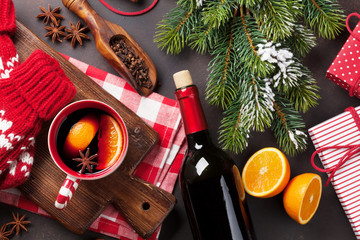 Christmas mulled wine and ingredients