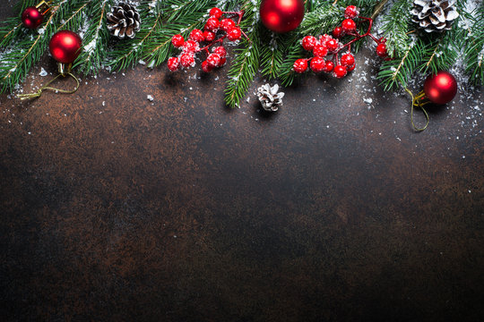 Christmas background on dark table.