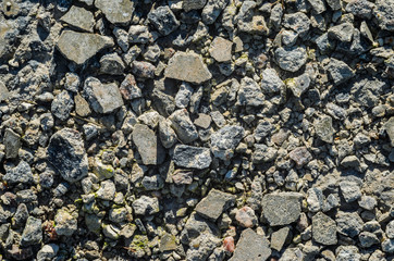 Destroyed concrete floor texture. Large broken pieces of concrete background