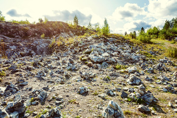 Rocky hill, sunny weather