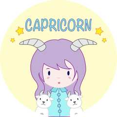 Cute Zodiac Sign - Capricorn - Vector illustration