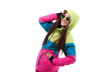 cute young woman in ski suit