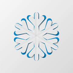 Christmas snowflake cut out of paper. Decorative design element, holiday decoration for Christmas and New Year cards. Vector illustration