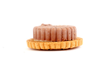 Chocolate cookie on white background