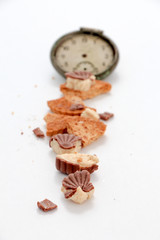 Chocolate cookie on white background
