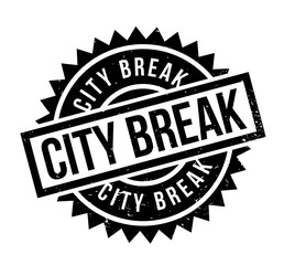 City Break rubber stamp. Grunge design with dust scratches. Effects can be easily removed for a clean, crisp look. Color is easily changed.