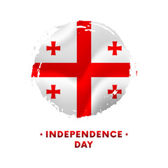 Obraz premium Banner or poster of Georgia Independence Day celebration. Waving flag of Georgia, brush stroke background. Vector illustration.