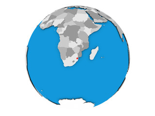 Swaziland on globe isolated
