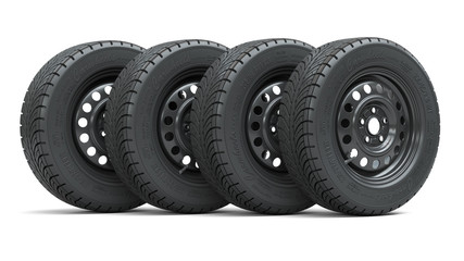 Set of new car wheels 3d