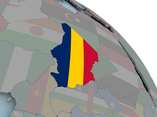 Map of Chad with flag