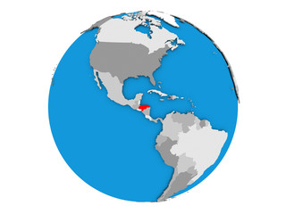 Honduras on globe isolated