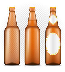 beer in bottle transparent stock vector illustration